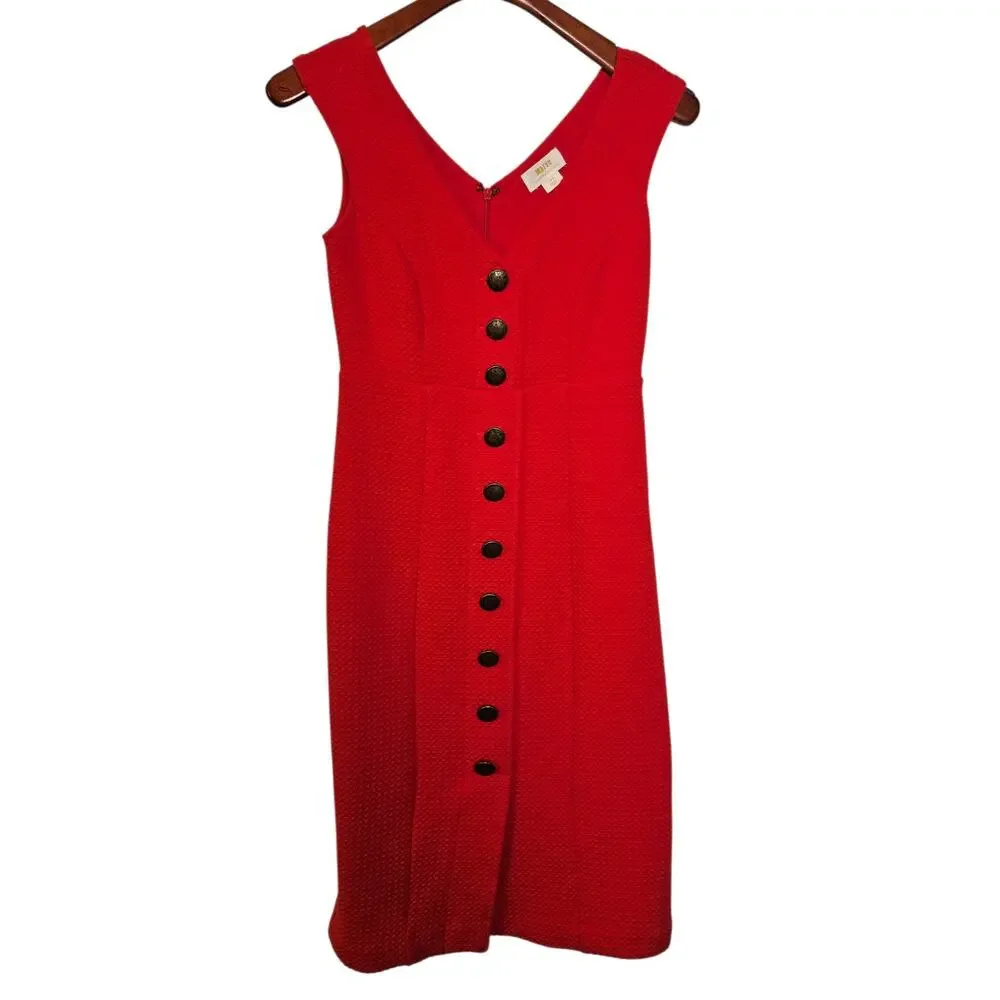 Maeve by Anthropologie Orange Textured Buttondown Sleeveless Dress